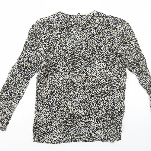 NEXT Womens Multicoloured Animal Print Viscose Basic Button-Up Size 6 V-Neck - Leopard Print