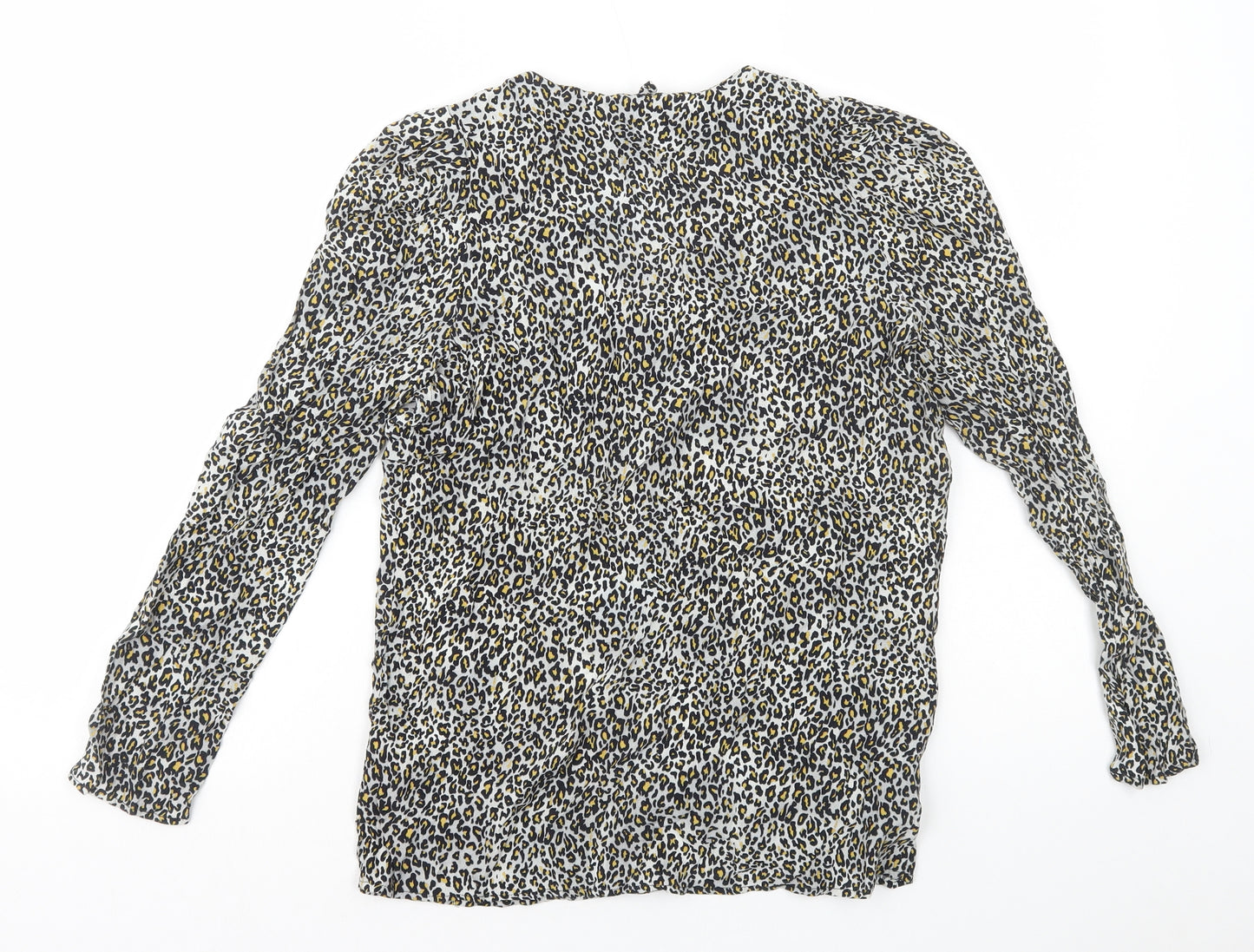 NEXT Womens Multicoloured Animal Print Viscose Basic Button-Up Size 6 V-Neck - Leopard Print
