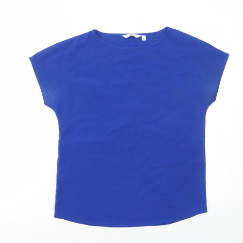 Simon Jersey Womens Blue Polyester Basic T-Shirt Size 8 Round Neck
