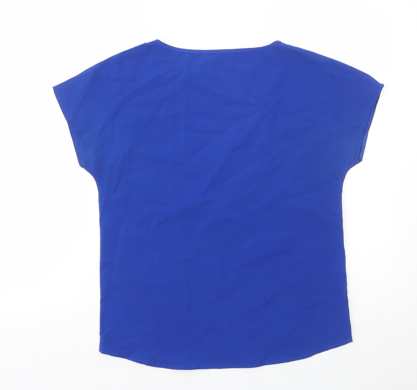 Simon Jersey Womens Blue Polyester Basic T-Shirt Size 8 Round Neck