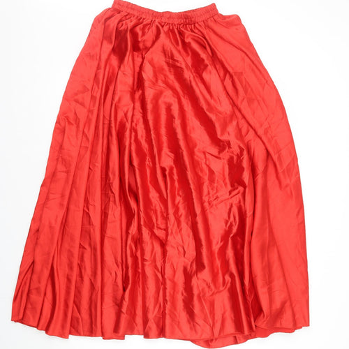 Preworn Womens Red Polyester Pleated Skirt Size 8