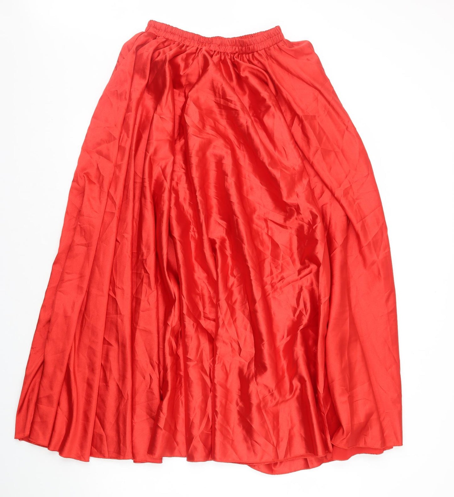 Preworn Womens Red Polyester Pleated Skirt Size 8