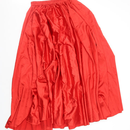 Preworn Womens Red Polyester Pleated Skirt Size 8