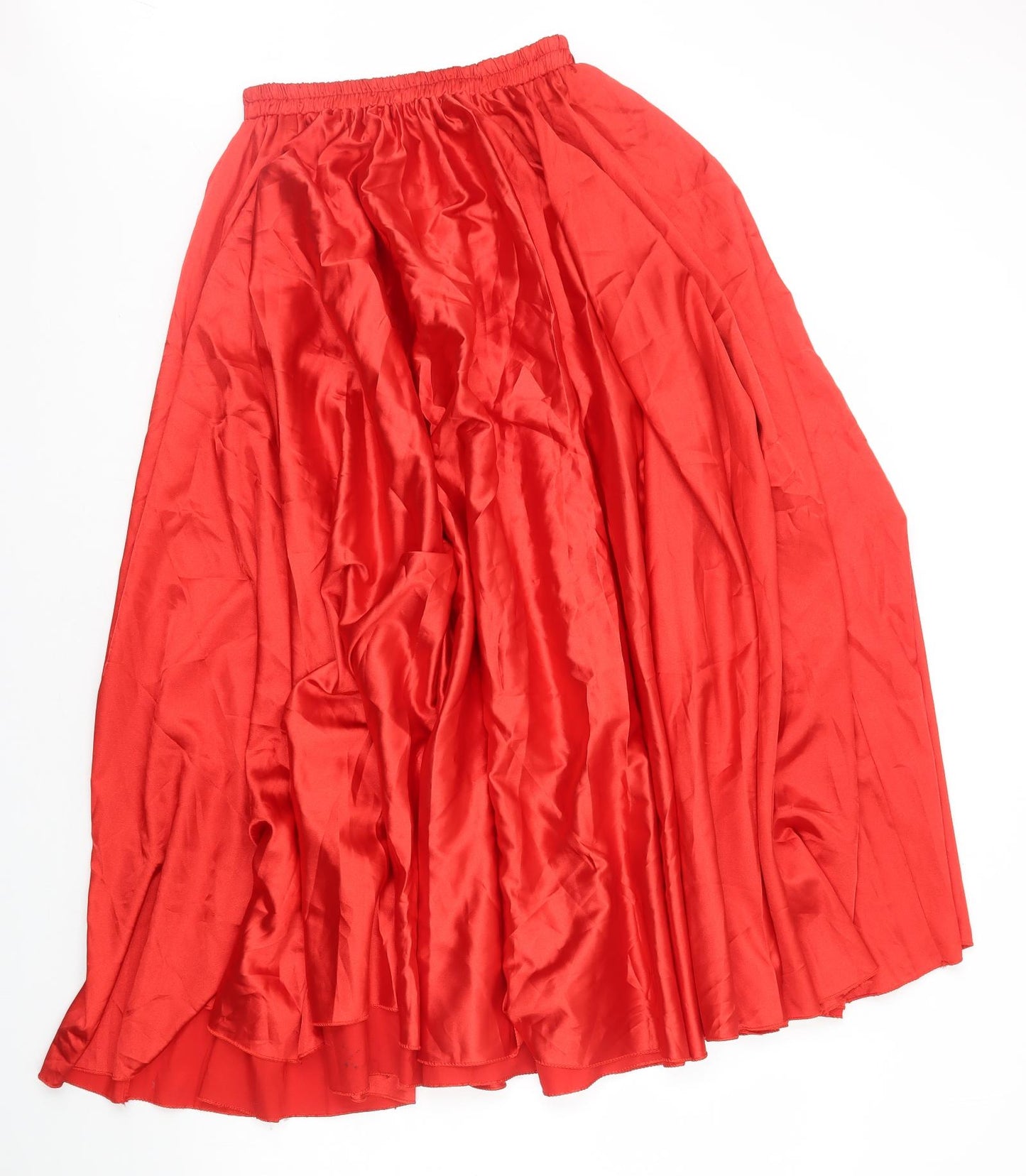 Preworn Womens Red Polyester Pleated Skirt Size 8