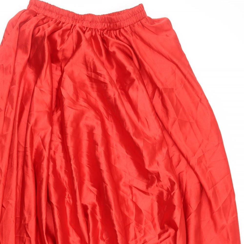 Preworn Womens Red Polyester Pleated Skirt Size 8