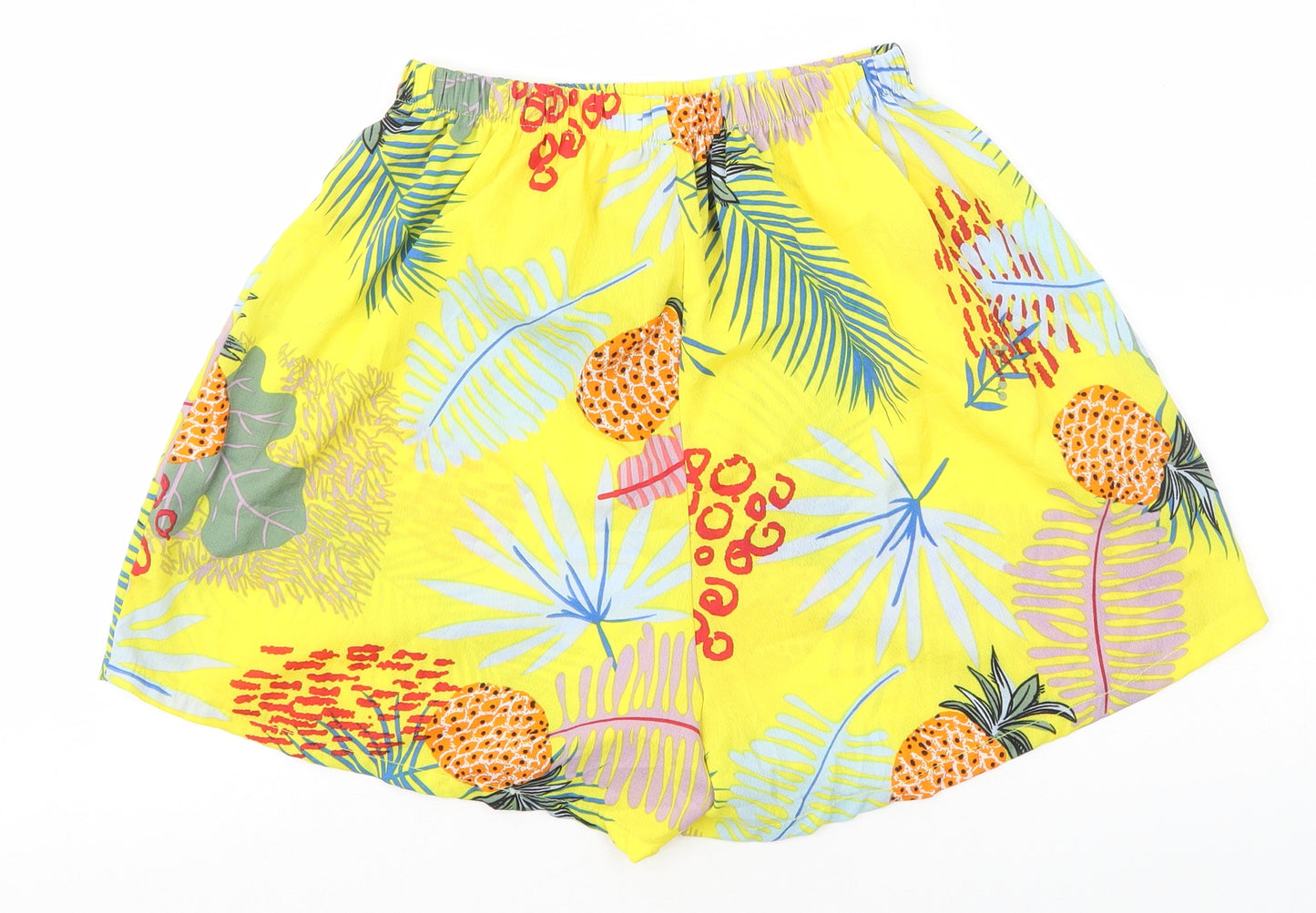 Preworn Womens Yellow Geometric Polyester Sweat Shorts Size 6 Regular