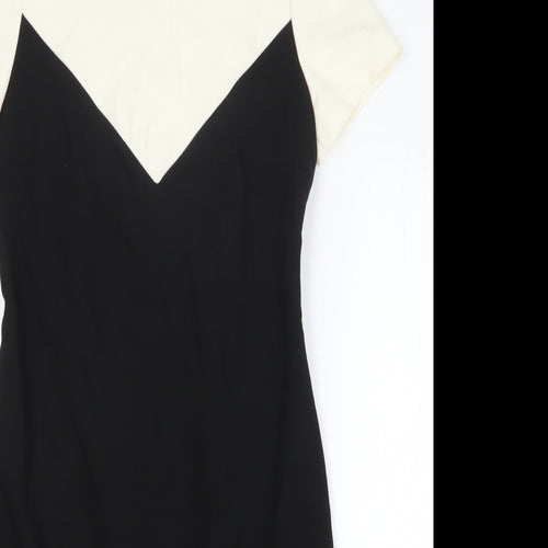 Oui Womens Black Colourblock Polyester Bodycon Size 10 Round Neck Zip