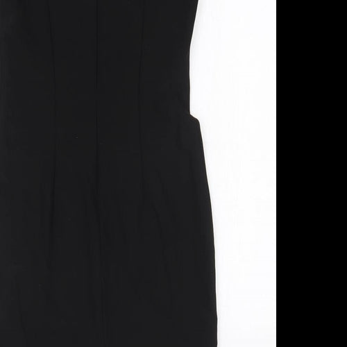 Oui Womens Black Colourblock Polyester Bodycon Size 10 Round Neck Zip