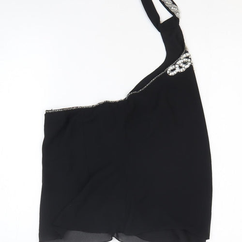 NEXT Womens Black Polyester Basic T-Shirt Size 16 One Shoulder