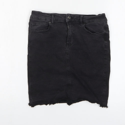Pieces Womens Black Cotton Straight & Pencil Skirt Size M Zip