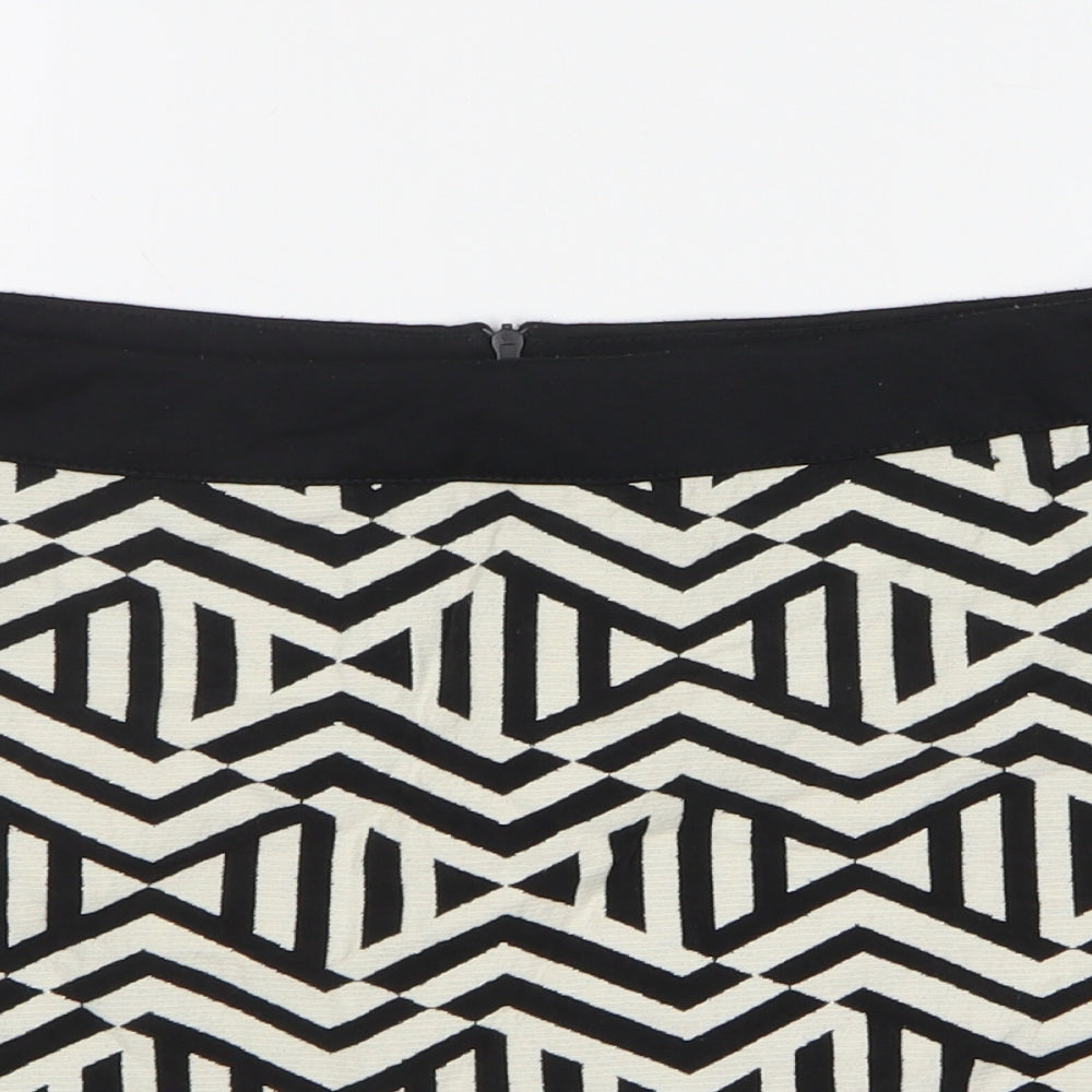 Atmosphere Womens Black Geometric Cotton Mini Skirt Size 16 Zip