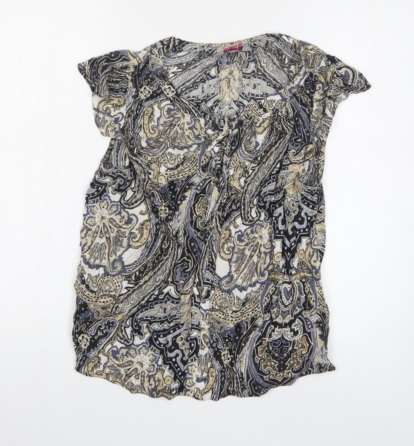 Dorothy Perkins Womens Multicoloured Paisley Viscose Basic T-Shirt Size 10 Round Neck