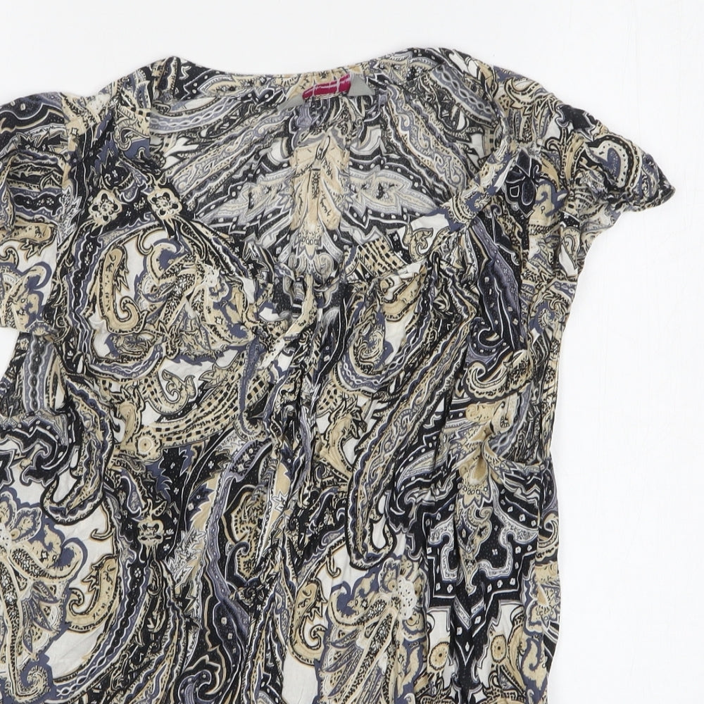 Dorothy Perkins Womens Multicoloured Paisley Viscose Basic T-Shirt Size 10 Round Neck