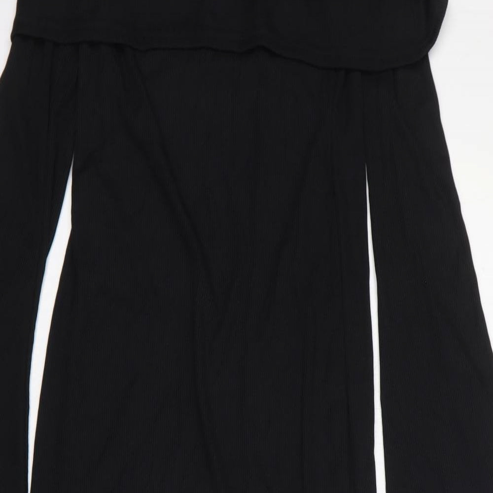 Boohoo Womens Black Polyester Jumper Dress Size 10 Off the Shoulder Pullover