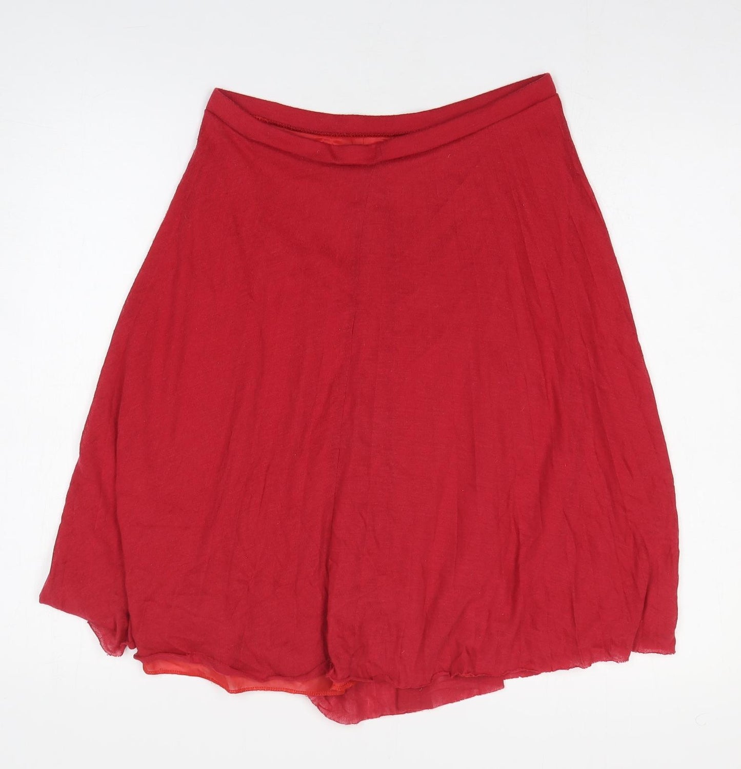 Zara Womens Red Polyester Pleated Skirt Size M