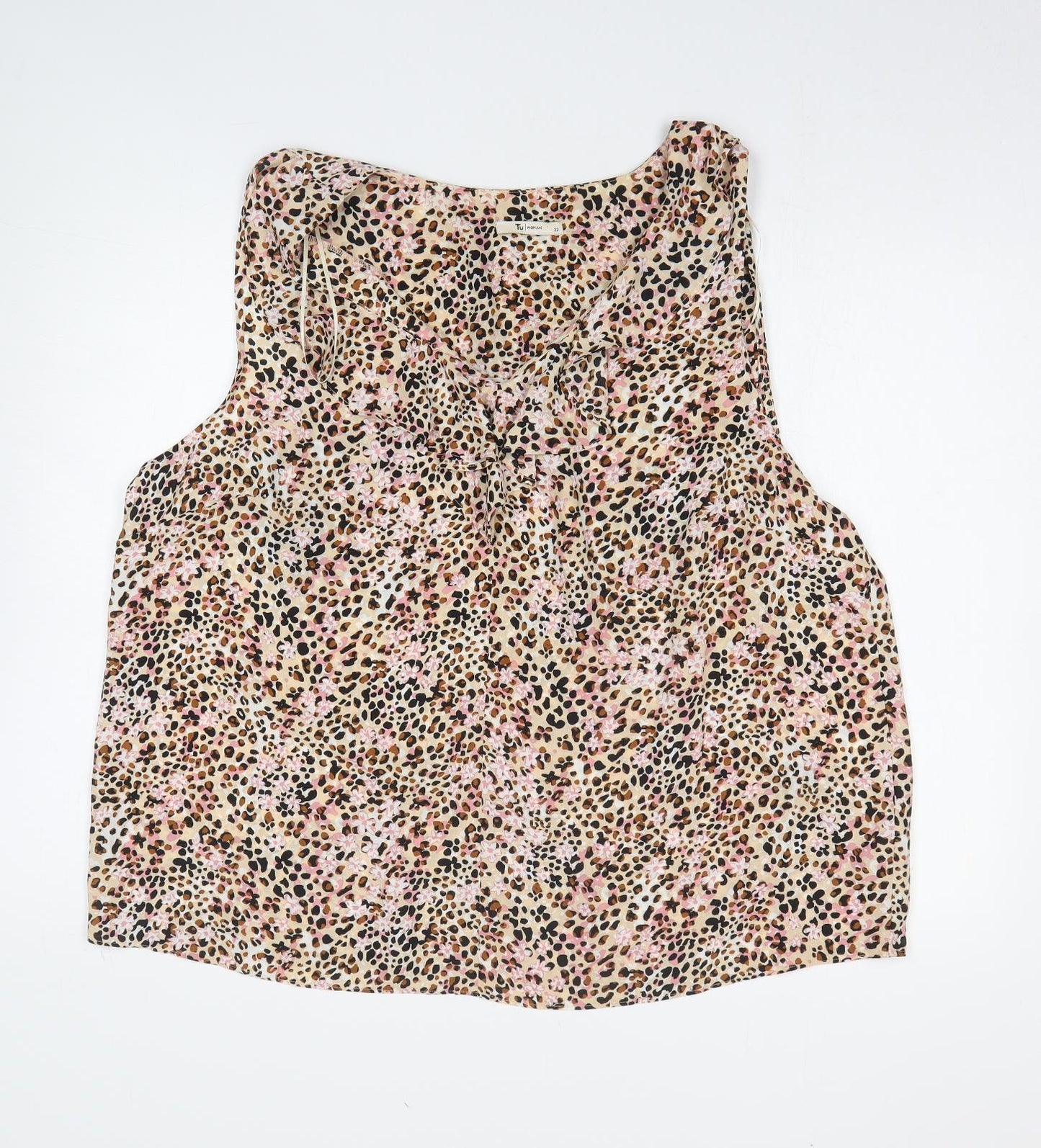 TU Womens Multicoloured Animal Print Polyester Basic Tank Size 22 V-Neck
