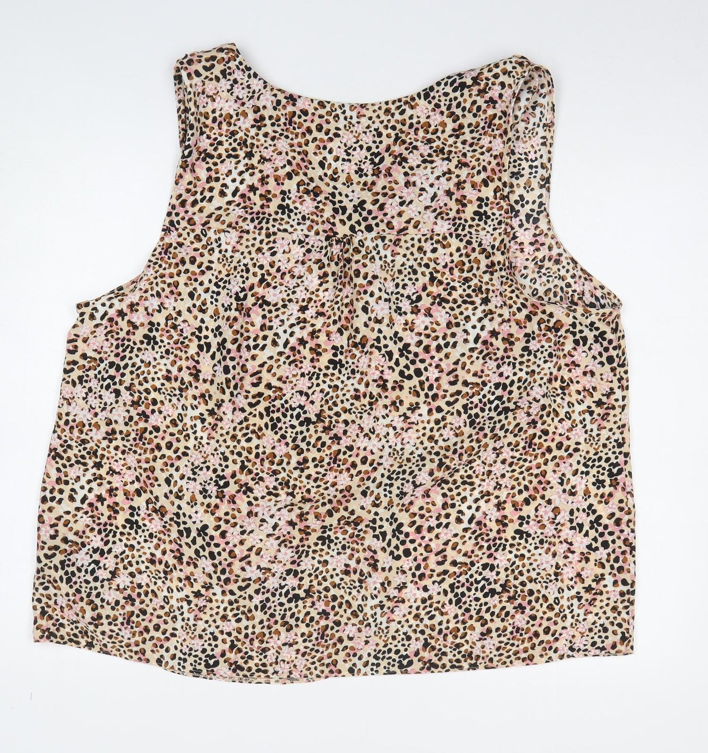 TU Womens Multicoloured Animal Print Polyester Basic Tank Size 22 V-Neck