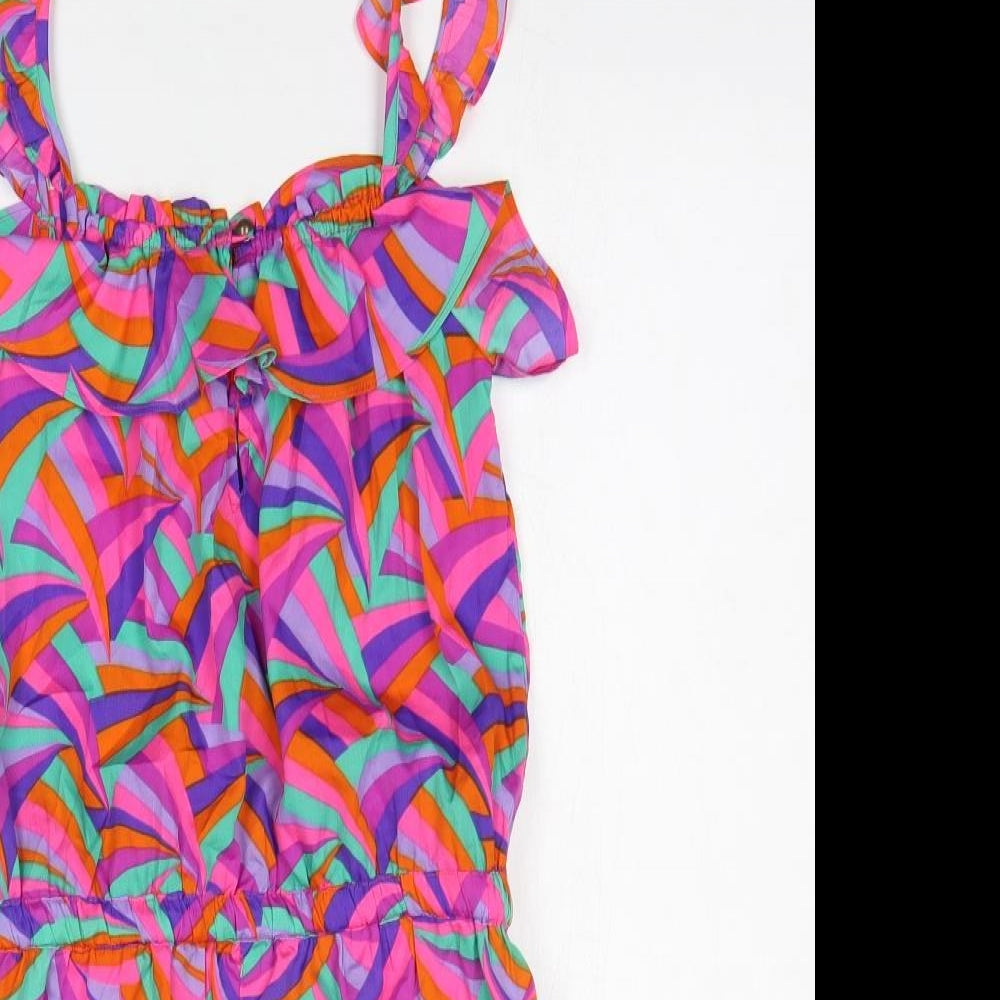 Preworn Womens Multicoloured Floral Polyester Fit & Flare Size XS Round Neck Pullover