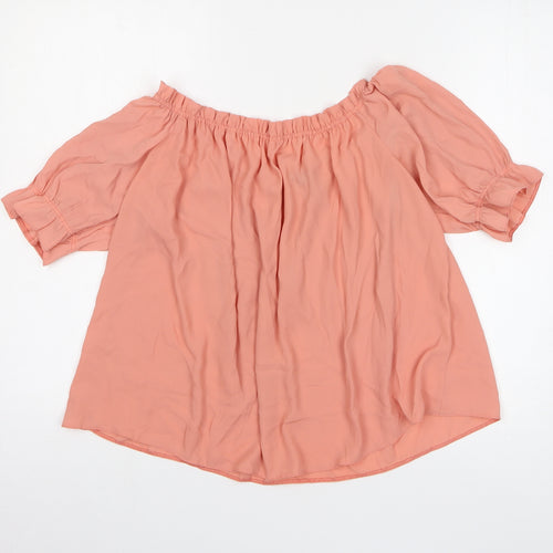 New Look Womens Pink Polyester Basic Blouse Size 12 Off the Shoulder