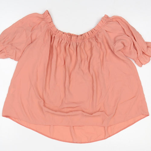 New Look Womens Pink Polyester Basic Blouse Size 12 Off the Shoulder
