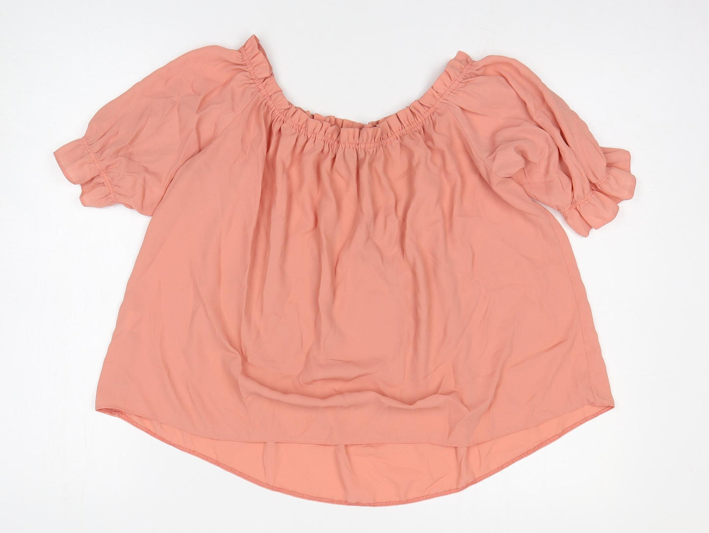 New Look Womens Pink Polyester Basic Blouse Size 12 Off the Shoulder
