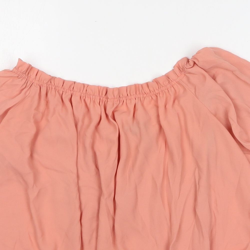 New Look Womens Pink Polyester Basic Blouse Size 12 Off the Shoulder