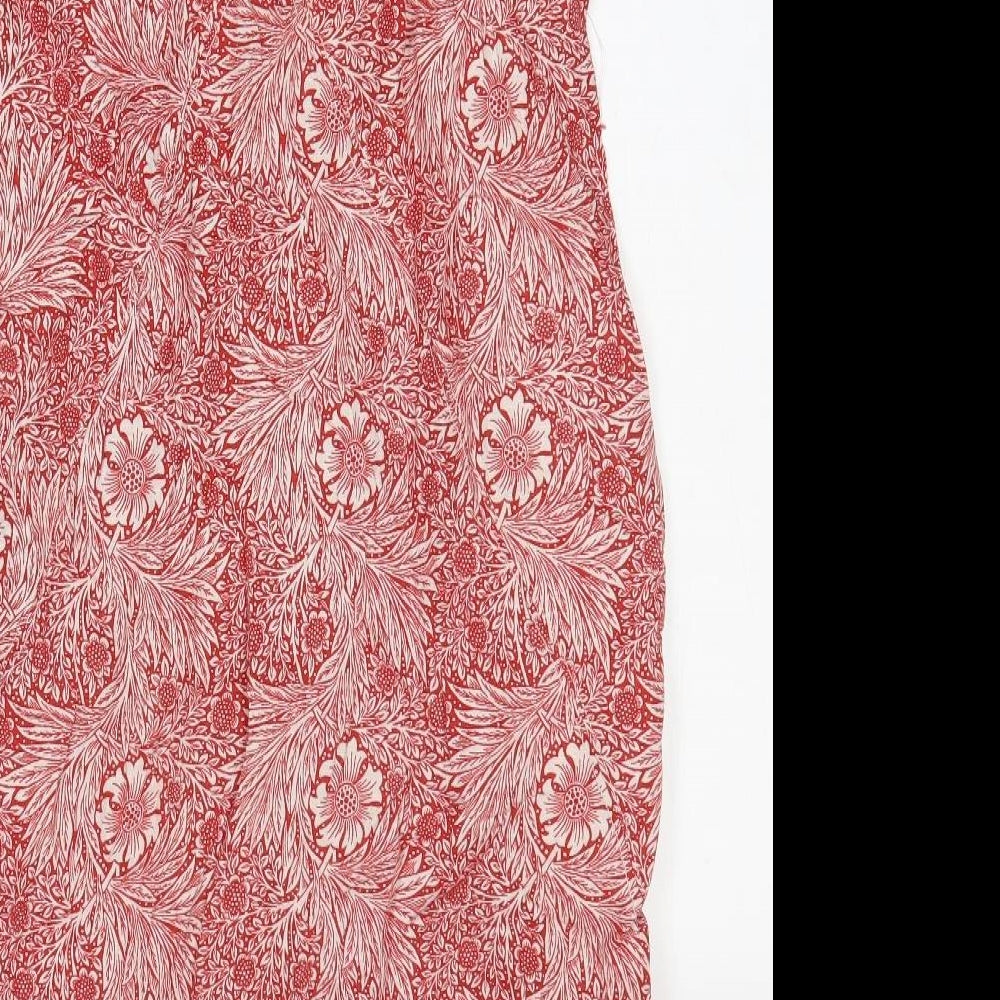NEXT Womens Red Floral Linen Tank Dress Size 18 V-Neck Pullover
