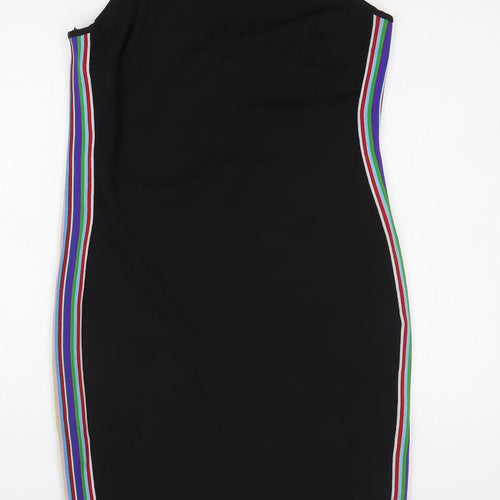 Ayanapa Womens Black Striped Polyester Bodycon Size 14 Halter Pullover