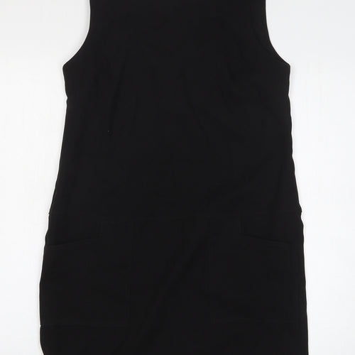 Peacocks Womens Black Polyester Tank Dress Size 10 Boat Neck Zip