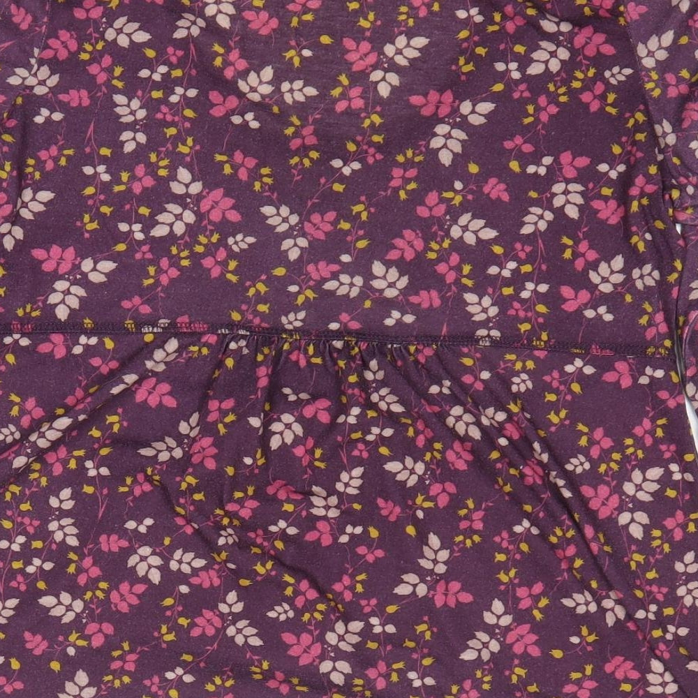 George Womens Purple Floral Polyester Basic T-Shirt Size 12 Scoop Neck