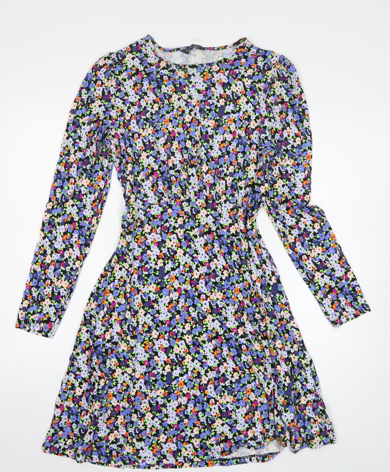 Marks and Spencer Womens Multicoloured Floral Viscose Fit & Flare Size 10 Round Neck Pullover