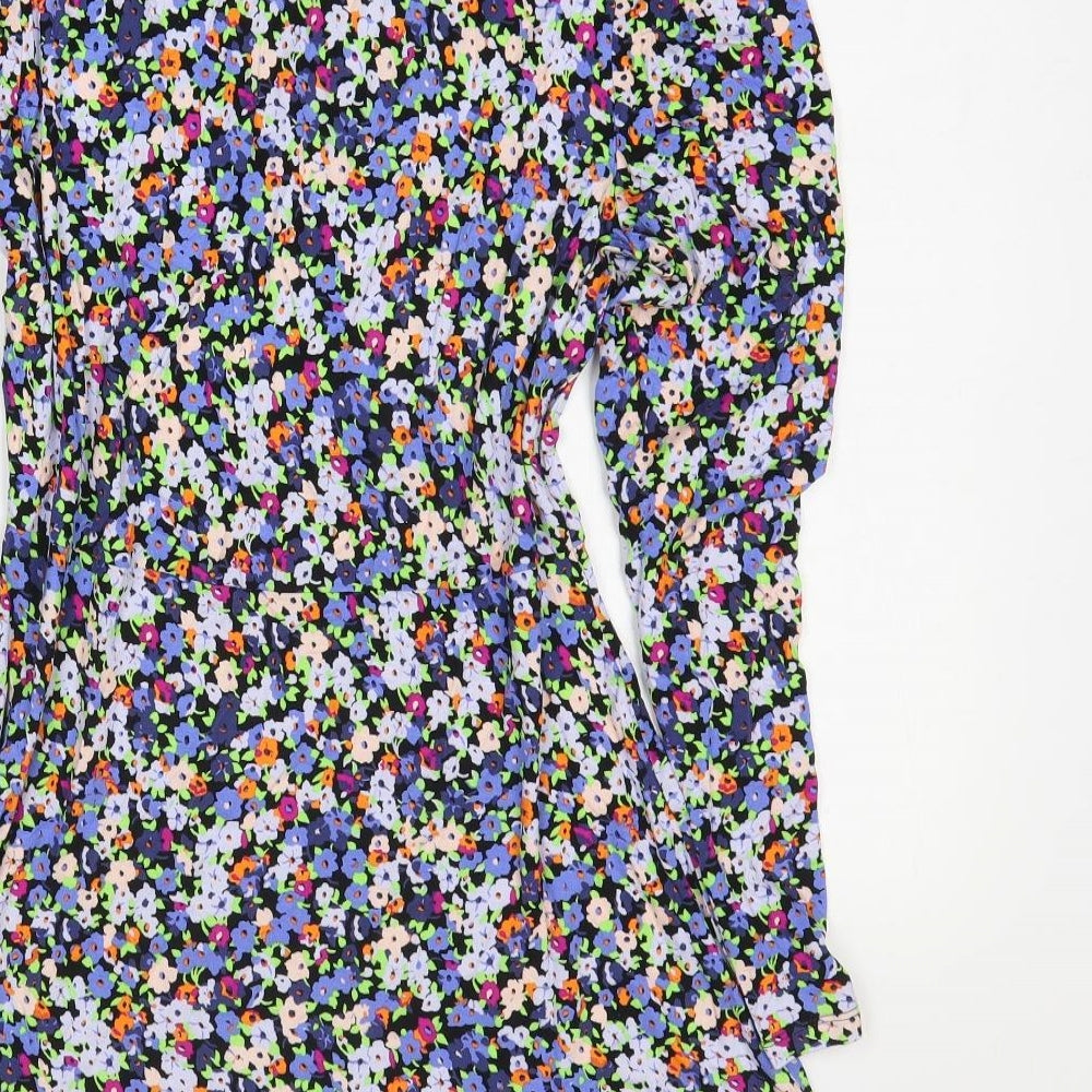 Marks and Spencer Womens Multicoloured Floral Viscose Fit & Flare Size 10 Round Neck Pullover