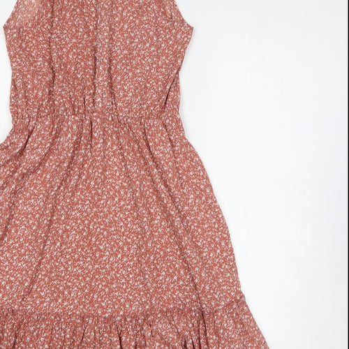 SheIn Womens Pink Floral Polyester Fit & Flare Size M Round Neck Pullover