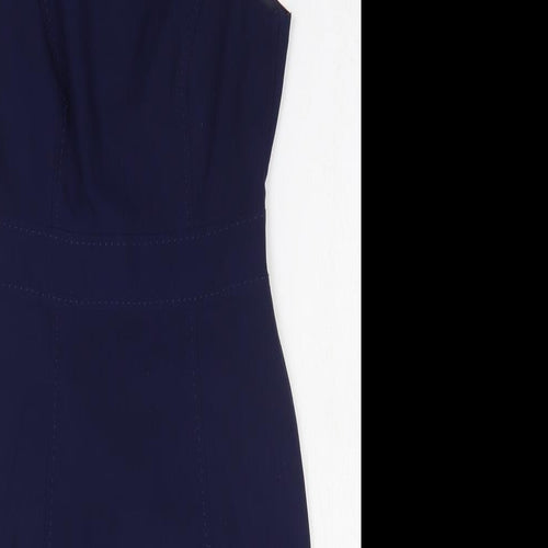 Papaya Womens Blue Polyester Bodycon Size 8 Boat Neck Zip