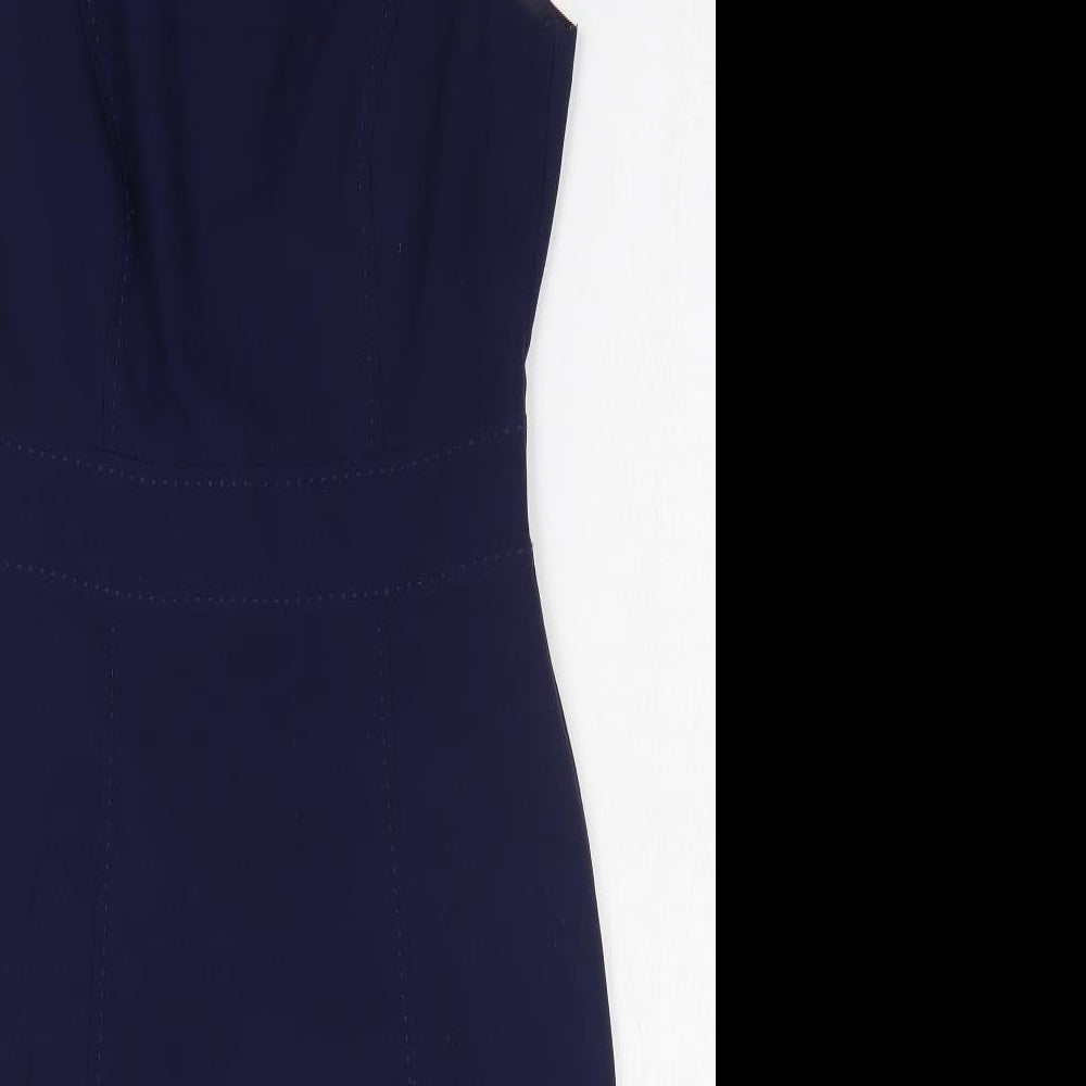 Papaya Womens Blue Polyester Bodycon Size 8 Boat Neck Zip