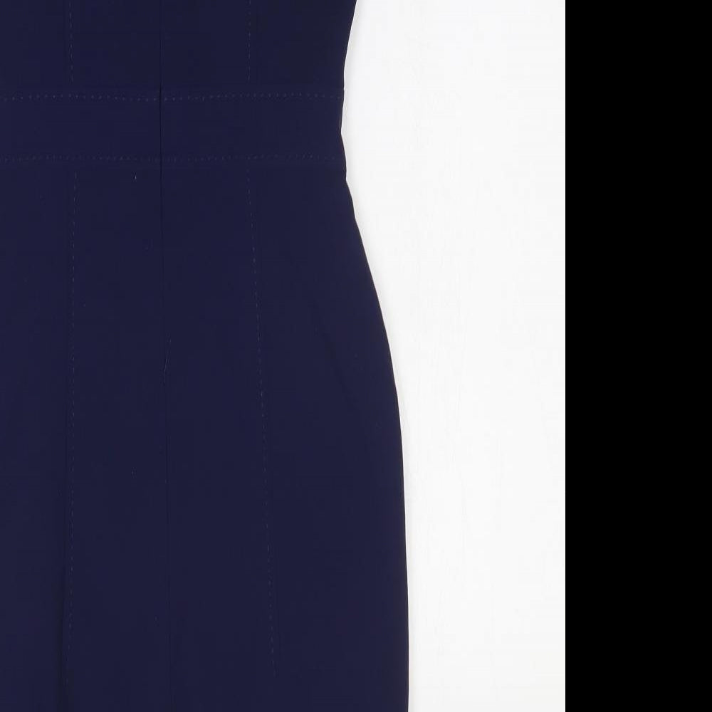 Papaya Womens Blue Polyester Bodycon Size 8 Boat Neck Zip
