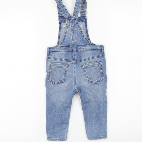 H&M Girls Blue Cotton Dungaree One-Piece Size 12-18 Months Button