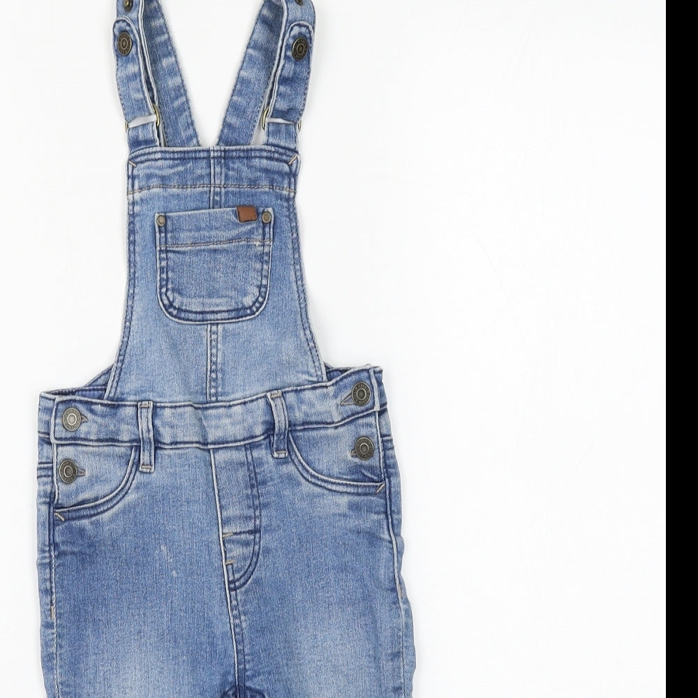 H&M Girls Blue Cotton Dungaree One-Piece Size 12-18 Months Button