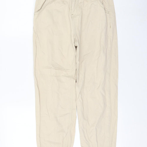 Stradivarius Womens Ivory Cotton Chino Trousers Size 6 L26 in Regular Zip