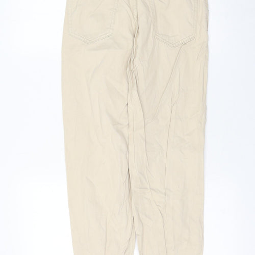 Stradivarius Womens Ivory Cotton Chino Trousers Size 6 L26 in Regular Zip
