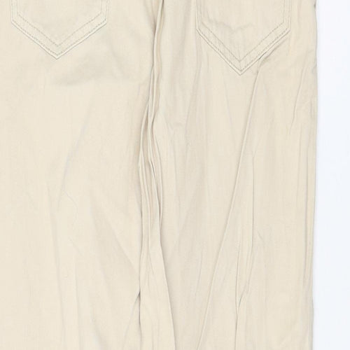 Stradivarius Womens Ivory Cotton Chino Trousers Size 6 L26 in Regular Zip