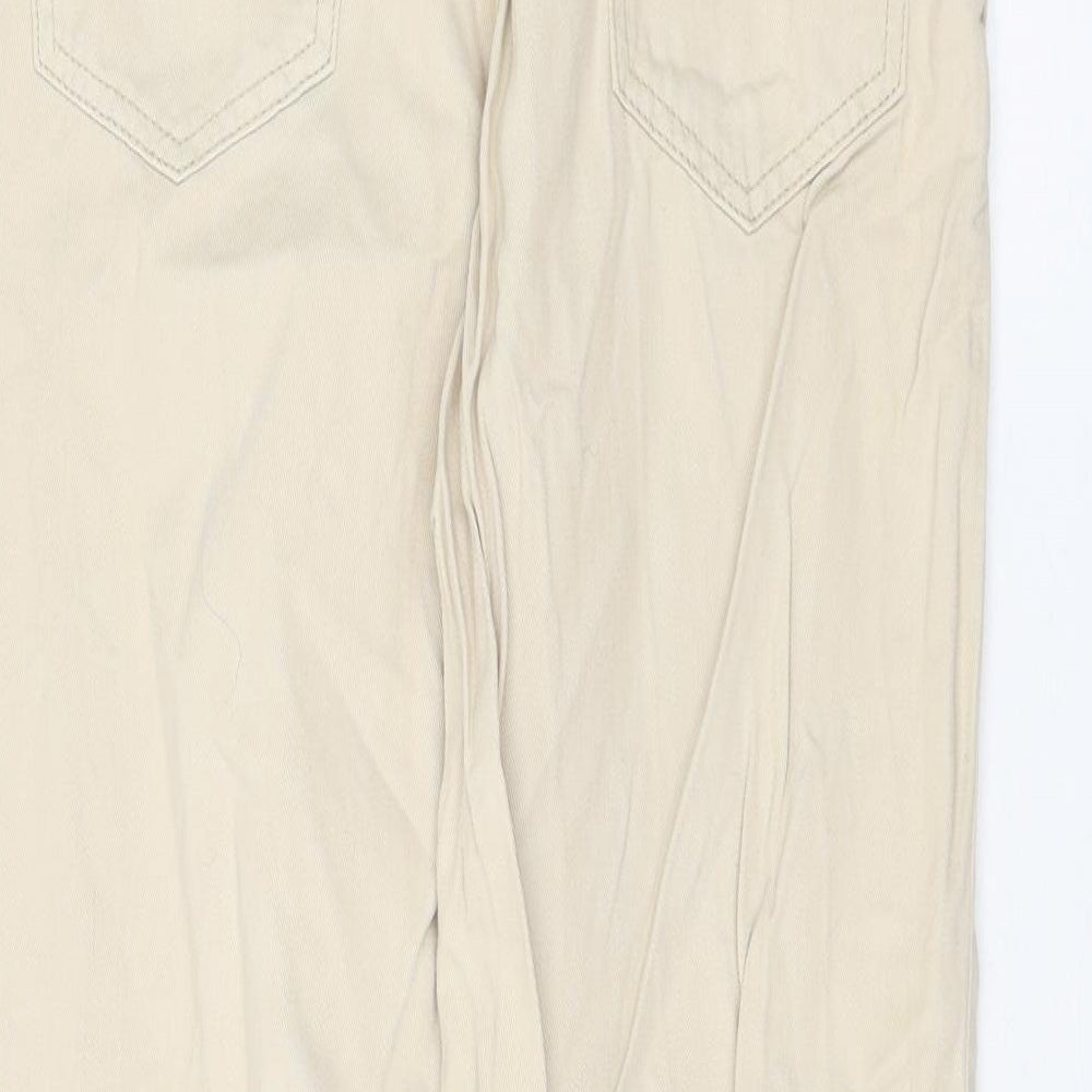 Stradivarius Womens Ivory Cotton Chino Trousers Size 6 L26 in Regular Zip