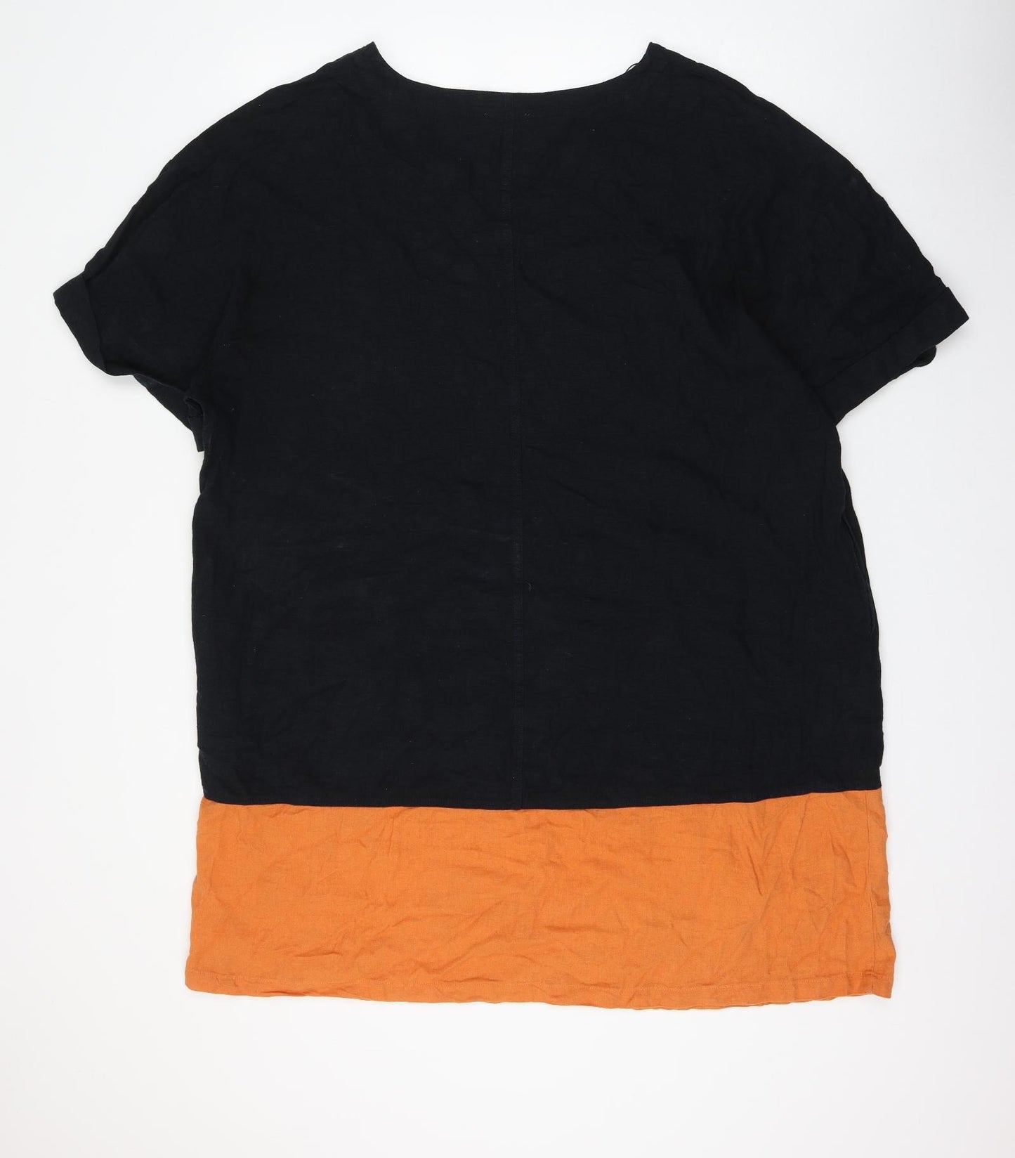 F&F Womens Black Linen Shift Size 22 V-Neck Pullover