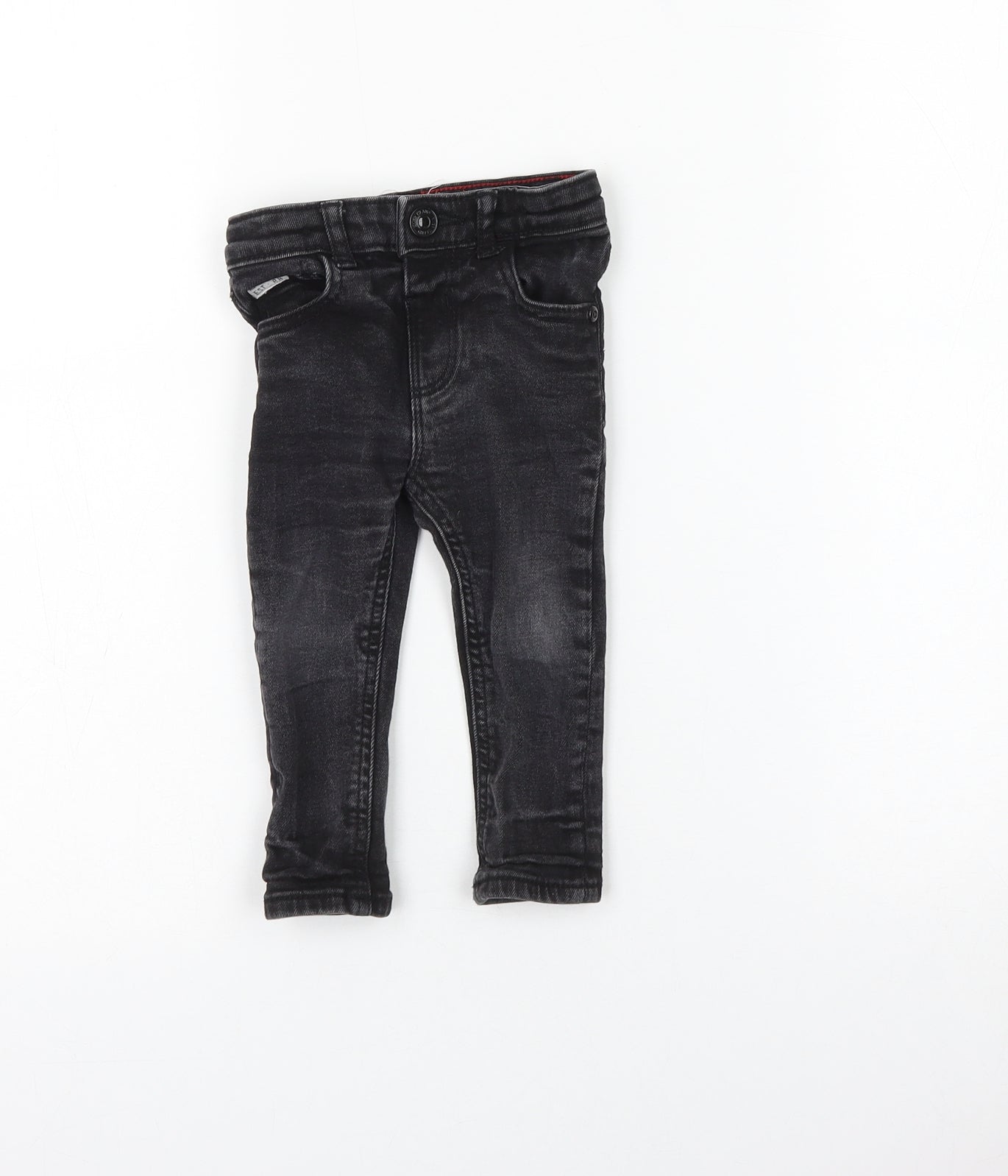 River Island Boys Black Cotton Capri Jeans Size 12-18 Months Button