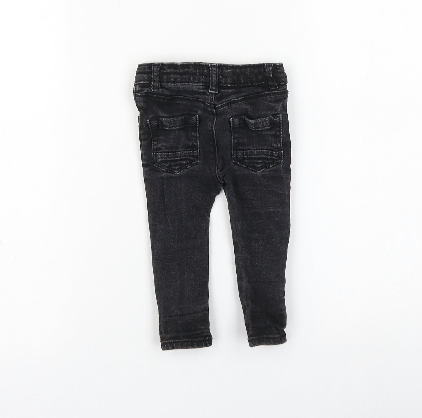 River Island Boys Black Cotton Capri Jeans Size 12-18 Months Button