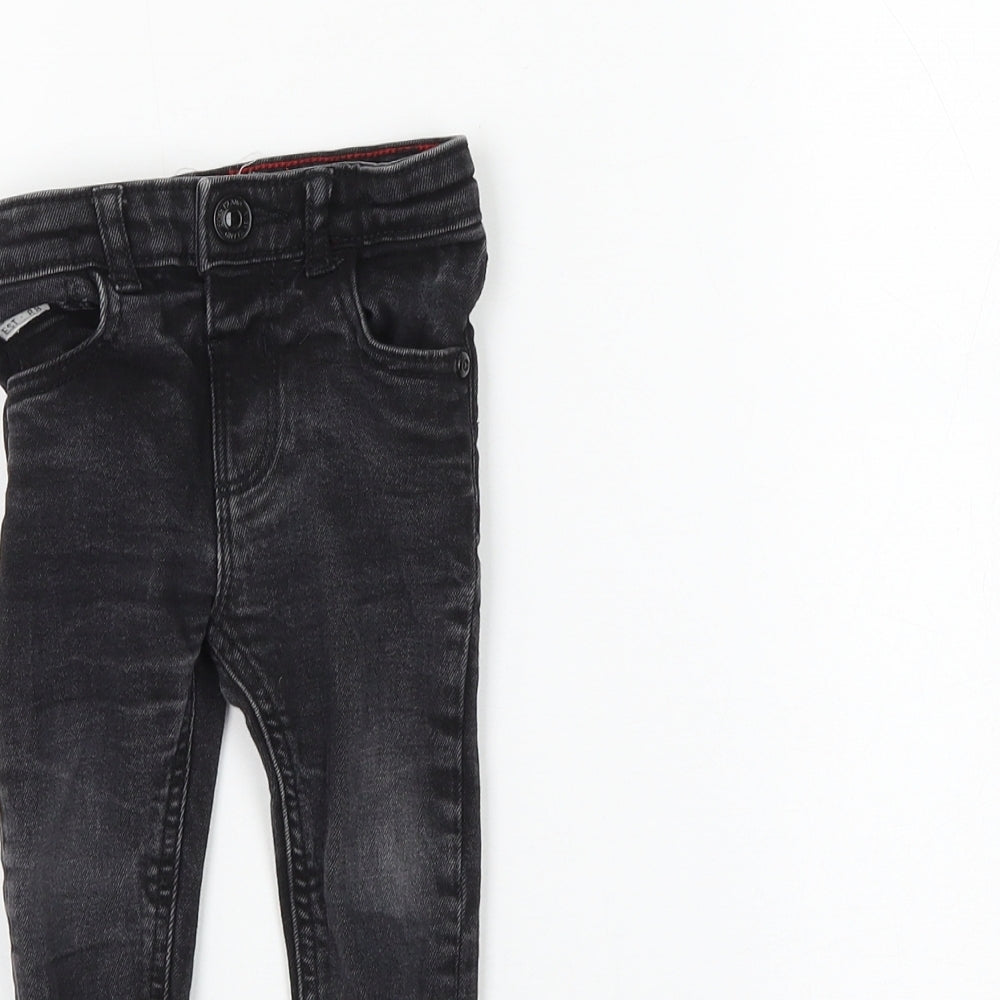 River Island Boys Black Cotton Capri Jeans Size 12-18 Months Button