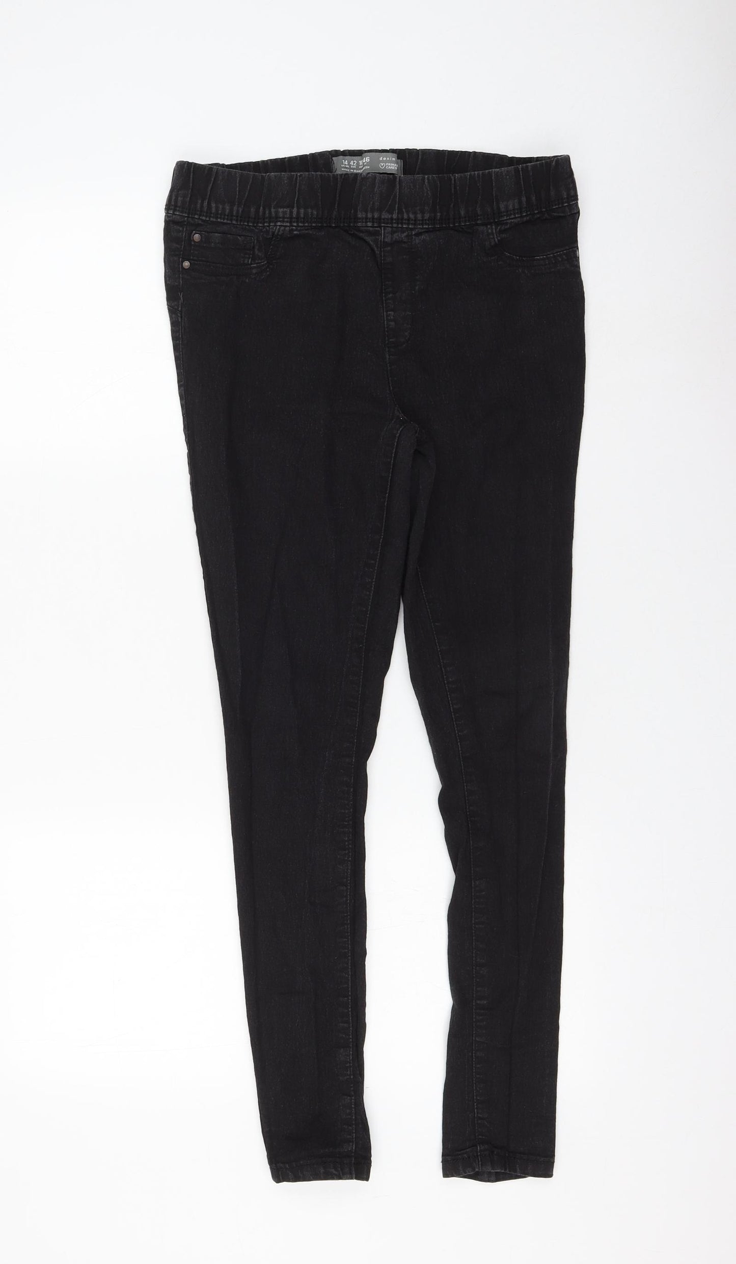 Primark Womens Black Cotton Jegging Jeans Size 14 L28 in Regular