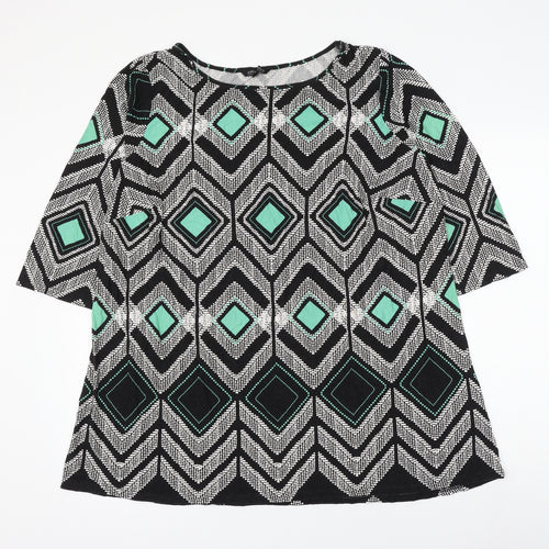 Anya Madsen Womens Multicoloured Geometric Viscose Basic Blouse Size 28 Round Neck