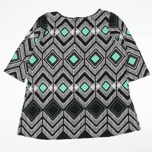 Anya Madsen Womens Multicoloured Geometric Viscose Basic Blouse Size 28 Round Neck