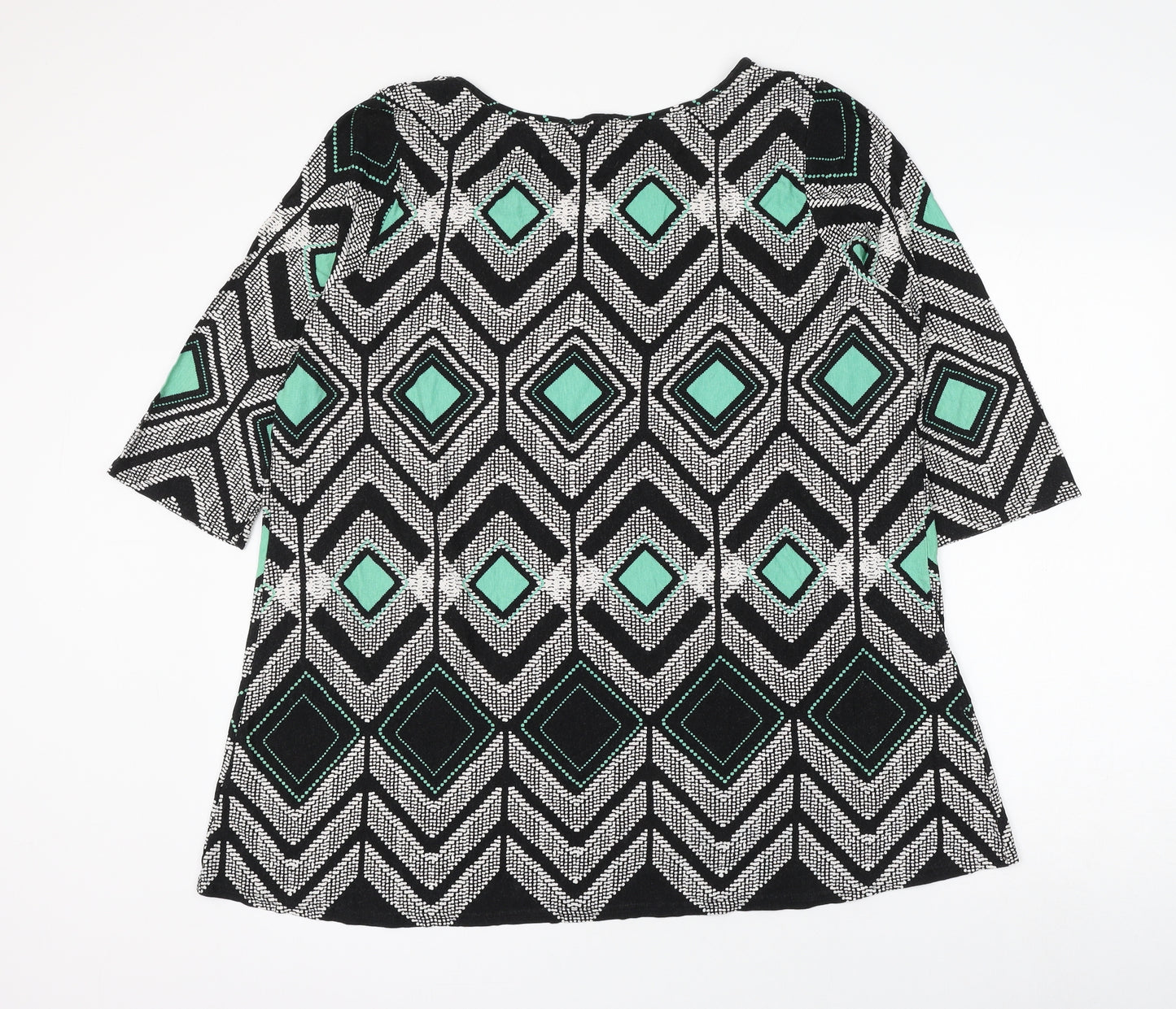 Anya Madsen Womens Multicoloured Geometric Viscose Basic Blouse Size 28 Round Neck